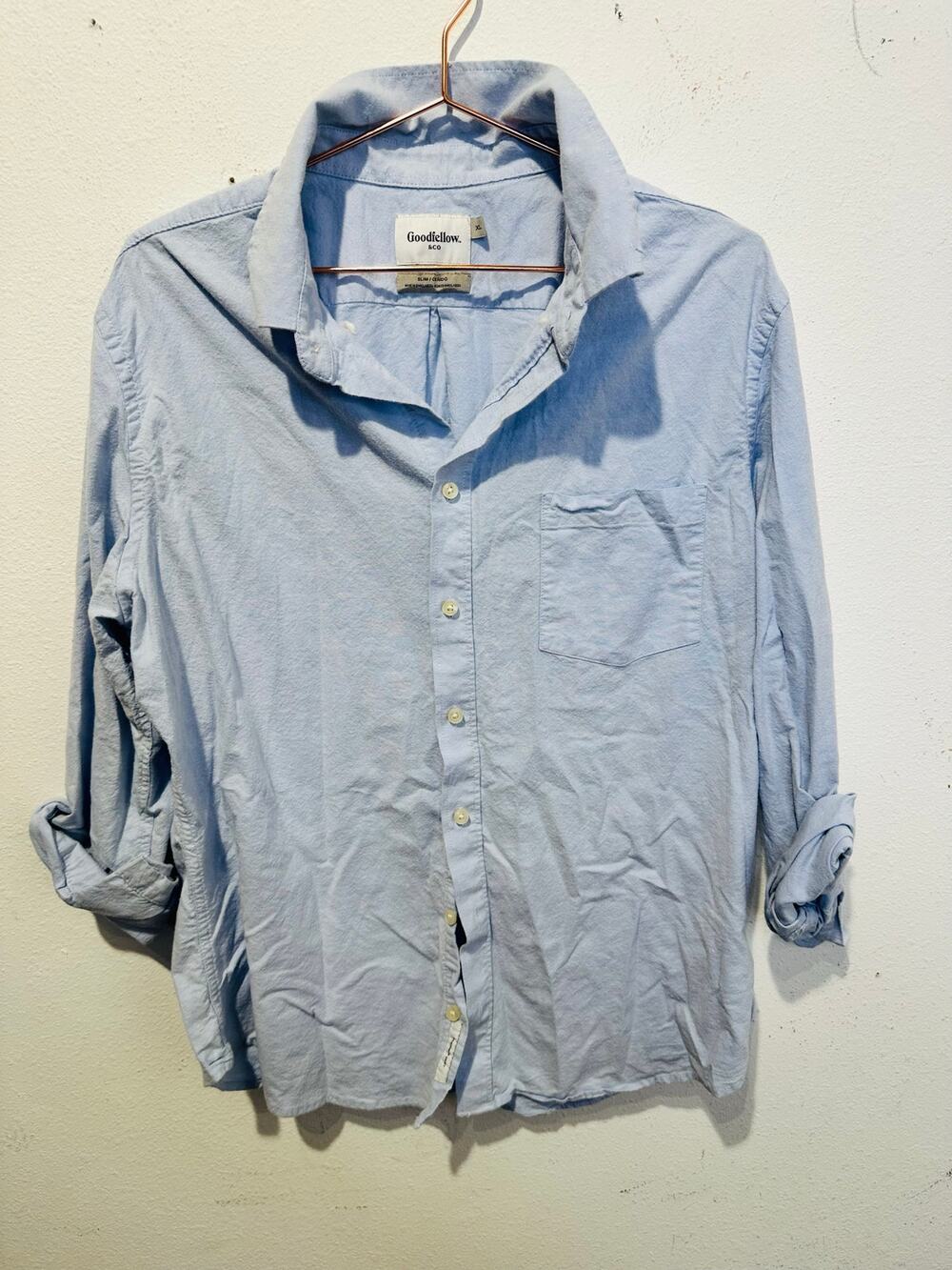 GOODFELLOW & CO Men’s Light Blue Every Wear Long Sleeve Button Down Shirt sz XL